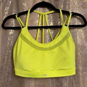 VSX Sport Victorias Secret Neon Yellow Strappy Longline Sports‎ Bra S/M